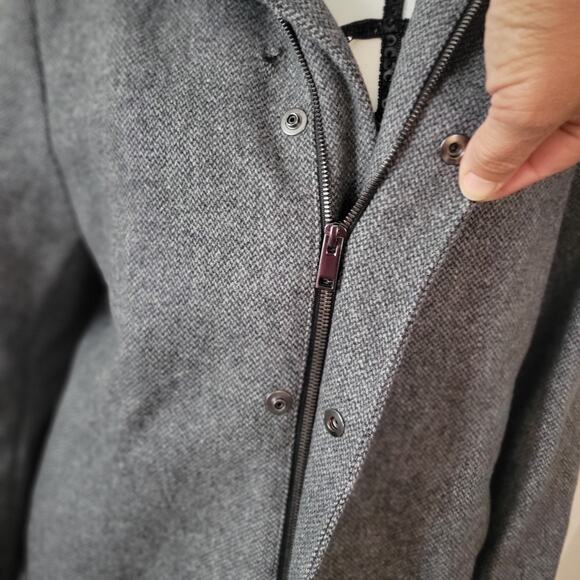 Theory Mens Sz. L Gray Coat Clarence RF Twist Wool Zip Snap Closure See Desc. - Picture 7 of 14